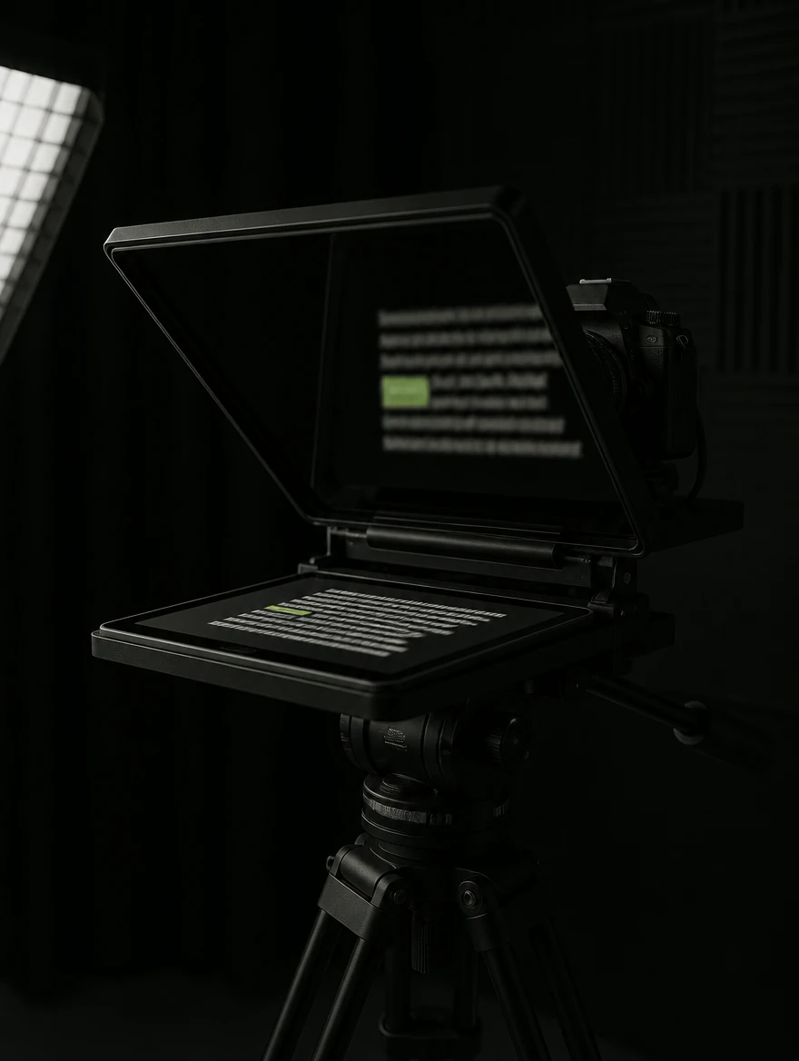 TellyPrompter showing a steady scrolling script